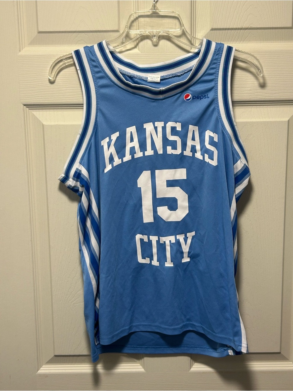 Kansas City #15 Light Blue Basketball Tank Top with Pepsi Logo